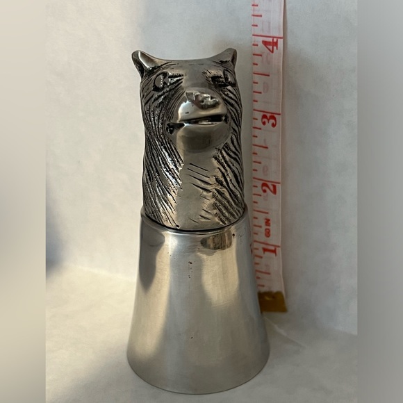 VINTAGE PEWTER ALUMINUM ANIMAL STIRRUP CUP - Picture 4 of 6